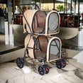 thumbnail image 2 of Pefilos 41" Double Pet Stroller 4 Wheels Dog Cat Stroller, Carrier Jogger Travel Foldable Puppy Stroller with Detachable Carriers and Travel Carriage, Beige, 2 of 7