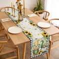 thumbnail image 3 of Table Runner 36 Inches Long for Kitchen Dining, Sunflower Gnomes Dresser Scarf Farmhouse, Dining Table Decorations for Wedding/Parties, Spring Farmhouse Vintage Daisy Leaf Plaid 13 x 36 In, 3 of 8