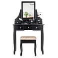 thumbnail image 2 of Patiojoy Rotatable Mirror Vanity Set Makeup Dressing Table and Stool w/ 5 Drawers Black, 2 of 8