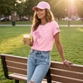 thumbnail image 2 of EANJE Breast Cancer Awareness Shirts for Women Printed Crew Neck T-Shirt Short Sleeve Casual Top, Loose Soft Awareness Tee For Daily Support Outfit Pink M, 2 of 4