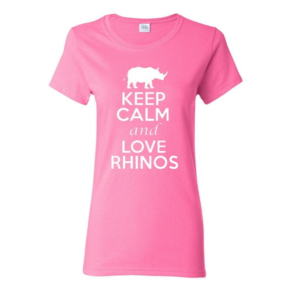 Ladies Keep Calm And Love Rhinos T-Shirt Tee