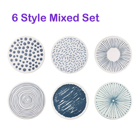 

6 PCS Natural Diatom Mud Absorbent Quick-Drying Cup Mat Heat Insulation Cushion