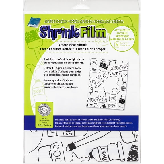 Artist Series Printed & Clear Shrink Film 8.5"X11" 4/Pkg-Art Supplies