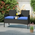 thumbnail image 4 of Gymax Causeuse de Patio avec Table Intégrée, Coussins Doux et Dessus de Table en Verre Trempé, 4 of 10
