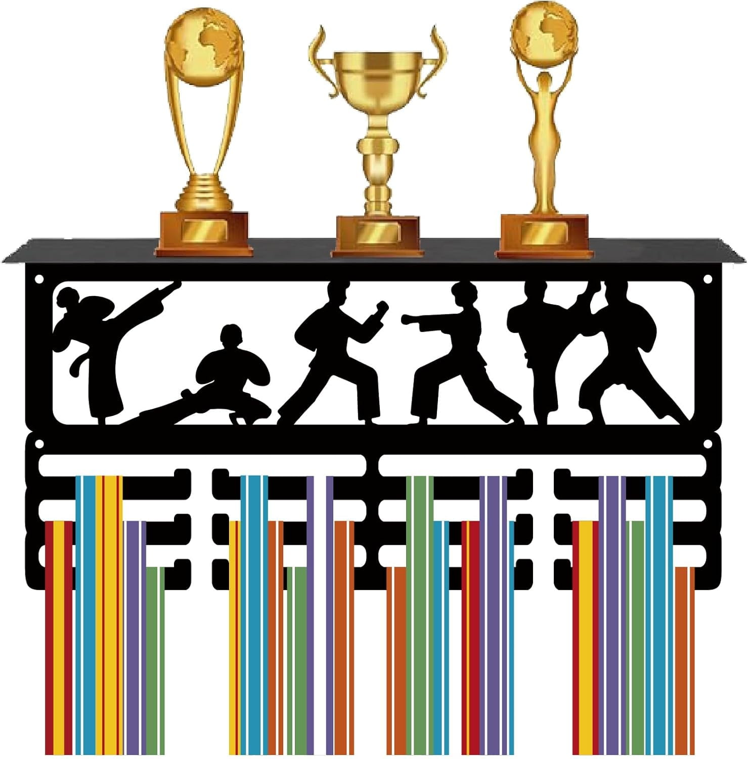 Football Race Medal Awards Rack Medal Display Stands Troy Shelf Soccer Metal Medal Holder Iron Hanger Hooks Exhibition Rack for Competition Medalist 7.9x15.7in Mixed ColorDIY