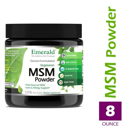 Homeopathic Anti Inflammatory Emerald Laboratories (Ultra Botanicals) - MSM Powder 4,000 mg - Joint Support for Aches & Pains, Anti-Inflammatory, Stress Relief, Digestive System, & Promotes Healthy Hair, Skin, and Nails - 8 oz ()