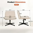 thumbnail image 4 of YRLLENSDAN Criss Cross Chair Wide Desk Chair Comfy Computer Chair Vanity Chair Wide Office Chair No Wheels Cross Legged Office Chair Armless Office Chair, Beige, 4 of 7
