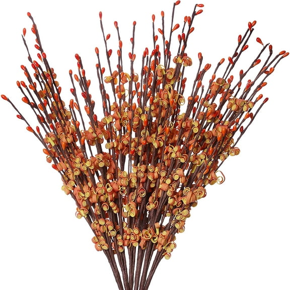 6PCS Artificial Fall Stems,Fall Flower Picks Autumn Berry Spray Orange Flower Branches for Fall Winter Christmas Holiday and Home Decor