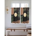 thumbnail image 6 of Tier Curtains 45 Inches Long, Boho Black Window Treatment Curtain Drapes, Brown Modern Stripes Moon Abstract Leaf Window Half Privacy Curtains for Bedroom Bathroom, 42"x45", 2 Panels, 6 of 7