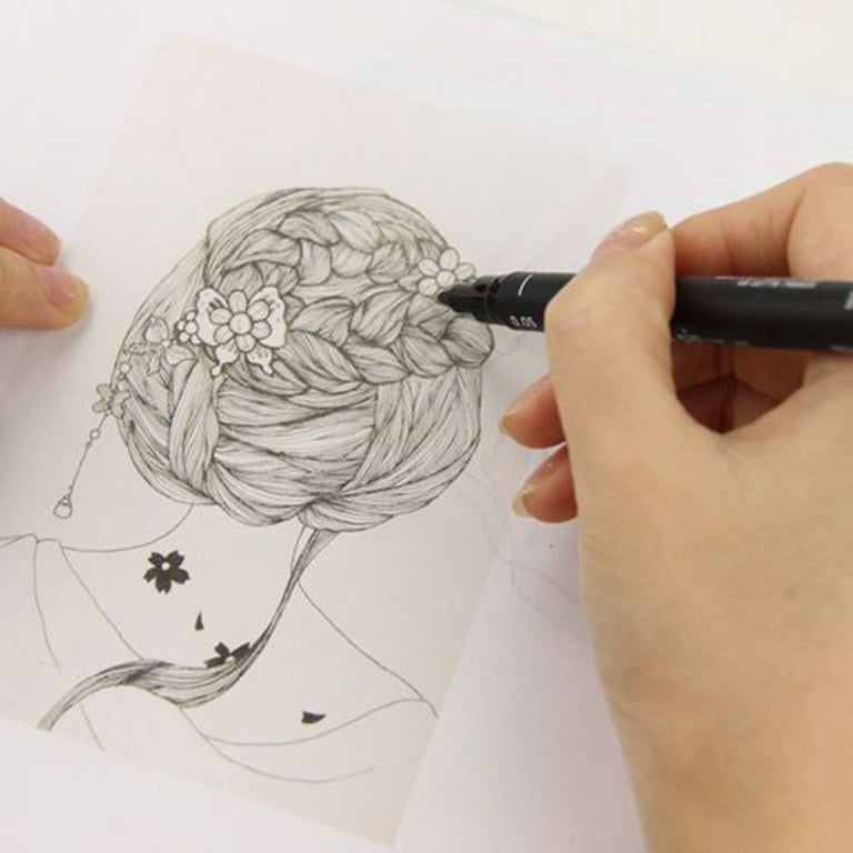 Black Fine Tip Sketch Pen Drawing Line Comic Anime Art Waterproof