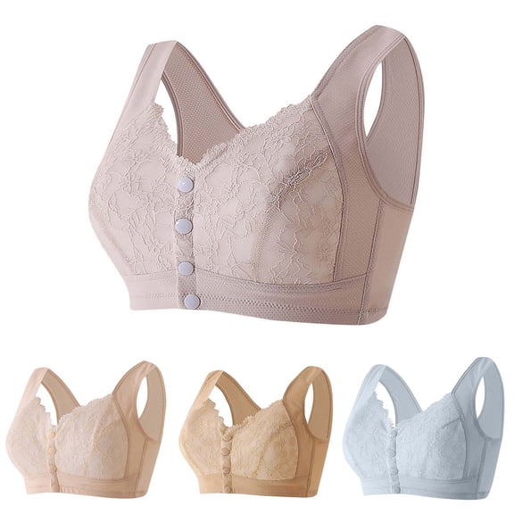 YHAJDS Women's Seamless Comfortable Daily Bra, Women's Front Closure Bra for Everyday Wear Breathable Soft Support Lightly Padded B C Cup Plus Size