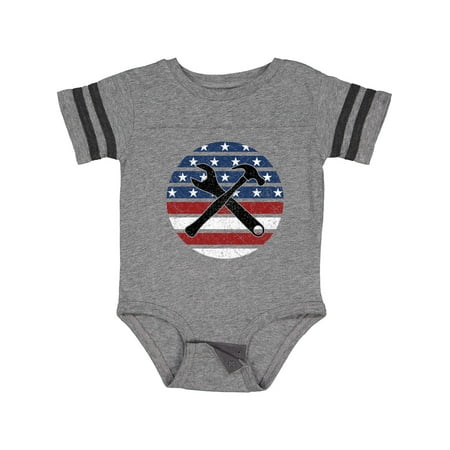 

Inktastic USA Flag Mechanic Hammer Wrench Gift Baby Boy Bodysuit