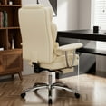 thumbnail image 6 of Llinc Store Big and Tall Office Chair with Footrest, Leather Computer Executive Chair, Ergonomic High Back Reclining Chair, Large Home Beige Office Chair, 6 of 10