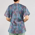 thumbnail image 5 of Iaqnaocc Scrub Tops Women Plus Size Western Ethnic Style Nurse Uniforms Trendy V-Neck Side Slits Scrub Tops Holiday Short Sleeve Tees Blouse with Pockets Orange L, 5 of 5