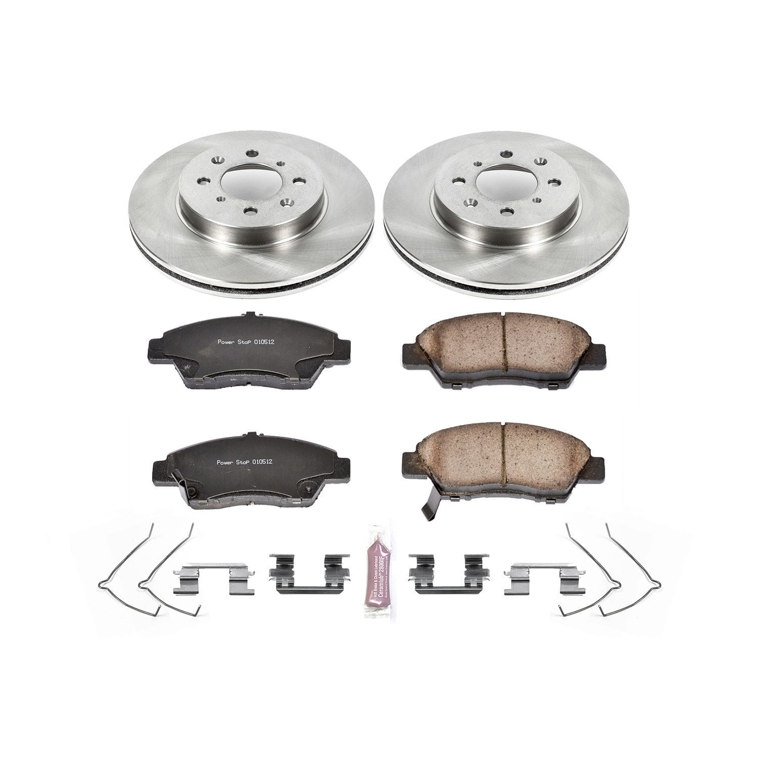 Power Stop Front Stock Replacement Brake Pad and Rotor Kit KOE5382 Fits 2013 Honda Fit