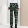 thumbnail image 6 of Stamzod Mens Pants Stretch Flat Front Business Casual Pants with Pocket Plaid Printed Straight Dress Pants for Men Army Green-3 XXXL, 6 of 7