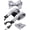 04 White & Gray, variant on Mens Suspenders and Bow Tie Set Adjustable Elastic Clip On Suspenders for Wedding(Multiple Colors)