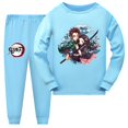 thumbnail image 1 of Conjunto de pijamas de dibujos animados para niños y niñas, ropa de dormir informal de manga larga, con diseño de Demon Slayer, para primavera, 1 of 4