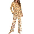 thumbnail image 4 of DISNIMO Capybara Orange Printed Women's 2 Piece Pajama Sets Long Sleeve Button Down Sleepwear with Long Pajama Pants Loose Fit Nightwear Soft V Neck Pajama Outfits, 4XL, 4 of 7