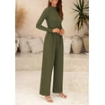 thumbnail image 5 of PRETTYGARDEN Womens Jumpsuit Dressy Casual Spring Fall Fashion One Piece Outfits Long Sleeve Mock Neck Wide Leg Pants Rompers, 5 of 8