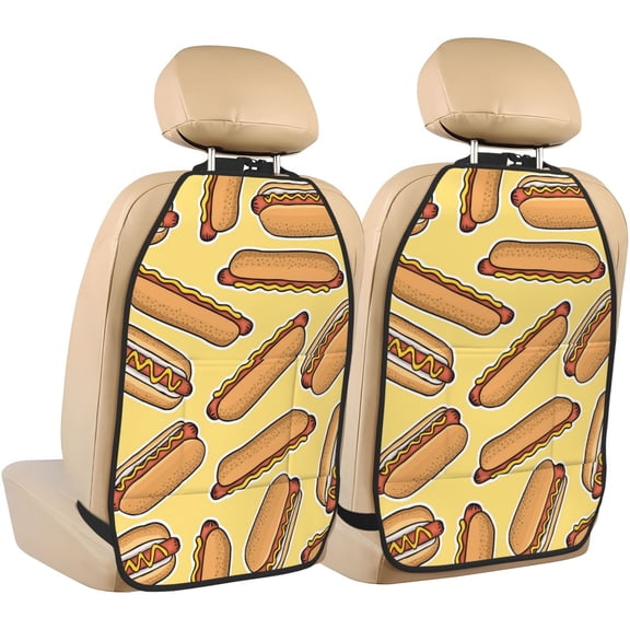 Goofa Hot Dogs Pattern Car Back Seat Protector for Kids (2 Pack) ,Anti-kick Storage Mat for Car Seats,Shields from Footprints