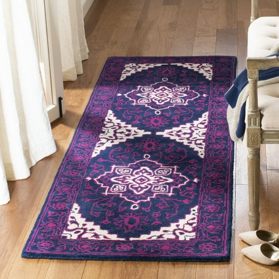 SAFAVIEH Bellagio Coty Oriental Wool Runner Rug, Purple/Ivory, 2'3" x 7'