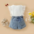 thumbnail image 6 of MHZLDYZ Girls 10-12 Summer Outfits Children's Clothing Summer Girls Suit foreign Style Girl New Mesh Lace Top Embroidered Denim Shorts Girls 10-12 Summer Outfits Girl Summer Outfits (White,110), 6 of 6