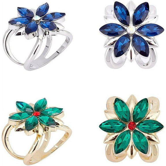 4pcs Silk Scarf Ring Clip Fashion Alloy Scarf Ring Buckle Fixed Holder Clothing Wrap Holder Modern Simple Flower Jewelry Silk Scarf Clasp Clips