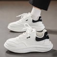 thumbnail image 2 of Men's White Black Chunky Platform Sneakers, Fashion Lace-Up Casual Dad Shoes, Non-Slip Thick Sole Walking Shoes for Daily Wear, Streetwear, 2 of 7