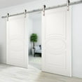 thumbnail image 4 of Modern Double Barn Door 36 x 96 inches / Mela 7001 Matte White / Stainless Steel 13FT Rail Track Set / Solid Panel Interior Doors, 4 of 4