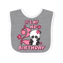 Inktastic It's My Second Birthday with Panda Bear Girls Baby Bib