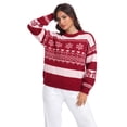 thumbnail image 2 of Asklazy Women’s Relaxed Fit Soft Knit Fabric Sweater Long Sleeve Pullover Crew Neck Casual Winter Top,US Size,Red Snowflakes,L, 2 of 9