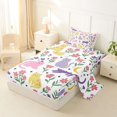 thumbnail image 2 of Homewish Cartoon Cat Animals Twin Sheets,Cute Floral Moon Bedding,White,3pcs,1 Fitted Sheet and 1 Pillowcase, 2 of 6