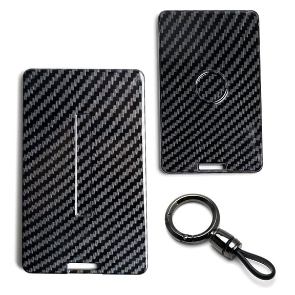 Glossy Black Carbon Fiber Finish Hard Plastic Key Card Fob Case Holder Keychain For Tesla Model 3 Y S X Cybertruck Card Key