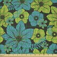 thumbnail image 2 of Ambesonne Floral Fabric by the Yard Microfiber, Exotic Flowers Illustraiton, 1 Yard, Dark Mauve Yellow Green, 2 of 2
