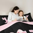 thumbnail image 5 of Manfei Monogrammed Girl King Size Comforter Sets, Personalized Initial Y Bedding Comforter Set, Princess Bow Knot Bedding Set, Black Pink Bedroom Decor, Reversible 3 Pieces, 5 of 8