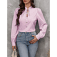 thumbnail image 5 of Camisas A Rayas con Botones para Mujer, Blusas Clásicas de Larga y Elegantes para Oficina y Trabajo. Rosa S, 5 of 9
