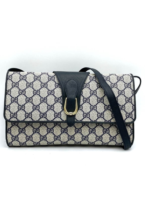 Pre-Owned GUCCI 904 02 Old Gucci Shoulder Bag GG Supreme Navy for Men and Women (Good)