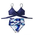 thumbnail image 2 of Women  Cross High Waisted String Floral Printed 2 Piece Bathing Suit Bkini, 2 of 6