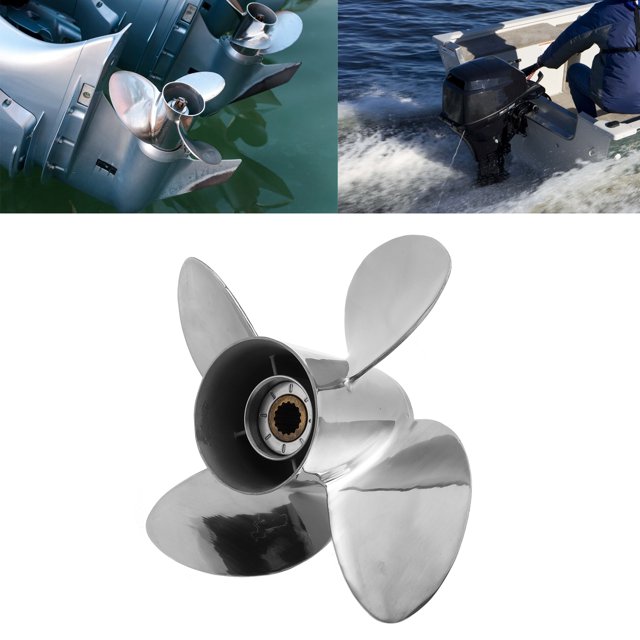Hélice Fueraborda, Hélice Marina De Acero Inoxidable De Repuesto Con Rotación Izquierda Para Yates Para Barcos Para Caja De Cambios De 40-140 Caballos De Fuerza De 4-1/4
