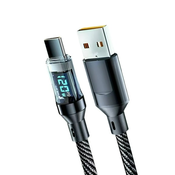 120W USB to Type C Cable Phone Super Fast Charging Cable With LED Display Data Transmission Cord For