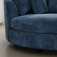 thumbnail image 6 of Tynzuro 59'' Oversized Round Barrel Accent Chair with 5 Pillows,Lounge Chair with Caster Wheels, Knitted Chenille, Blue, 6 of 12