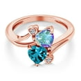 thumbnail image 3 of Gem Stone King 18K Rose Gold Plated Silver Mercury Mist Mystic Topaz London Blue Topaz and White Moissanite Ring for Women (1.98 Cttw, Heart Shape 6MM, Gemstone Birthstone, Size 7), 3 of 6
