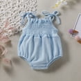 thumbnail image 2 of TOWED22 Newborn Baby Girl Clothes Floral Bunny Print Smocked Sleeveless Romper Summer Bodysuit Cute Baby Outfit Blue,12-18 M, 2 of 7