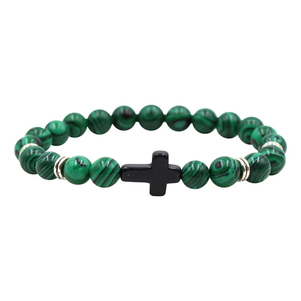 Pulsera de hilo elástico de piedra natural | Cuentas de 8 mm | Talla única ajustable para la mayoría de las muñecas | Joyería de salud y bienestar para parejas y familias