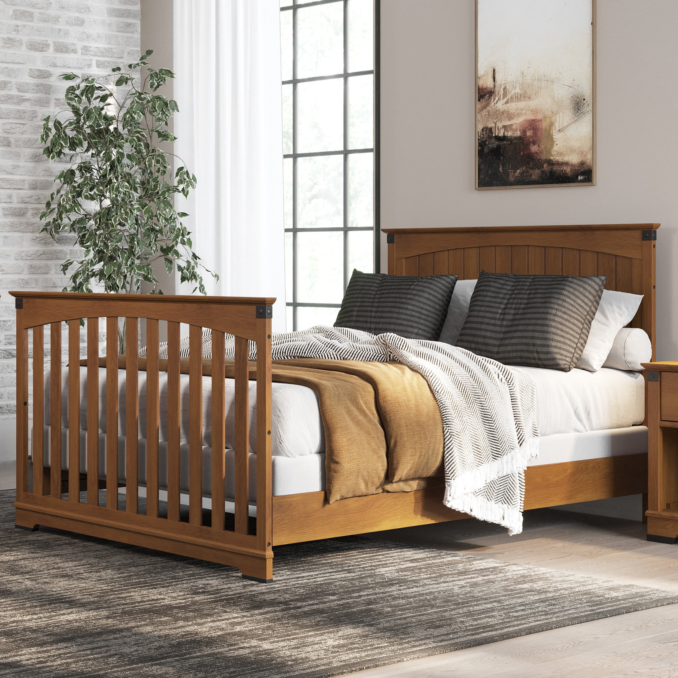Child Craft Full-Size Bed Rail Conversion Kit, Converts 4-in-1 Crib to Bed, Solid Wood, Coach Cherry