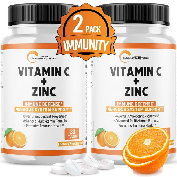 Vitamin C Zinc Immune Support Tablets for Adults Kids (Infused w/ 25