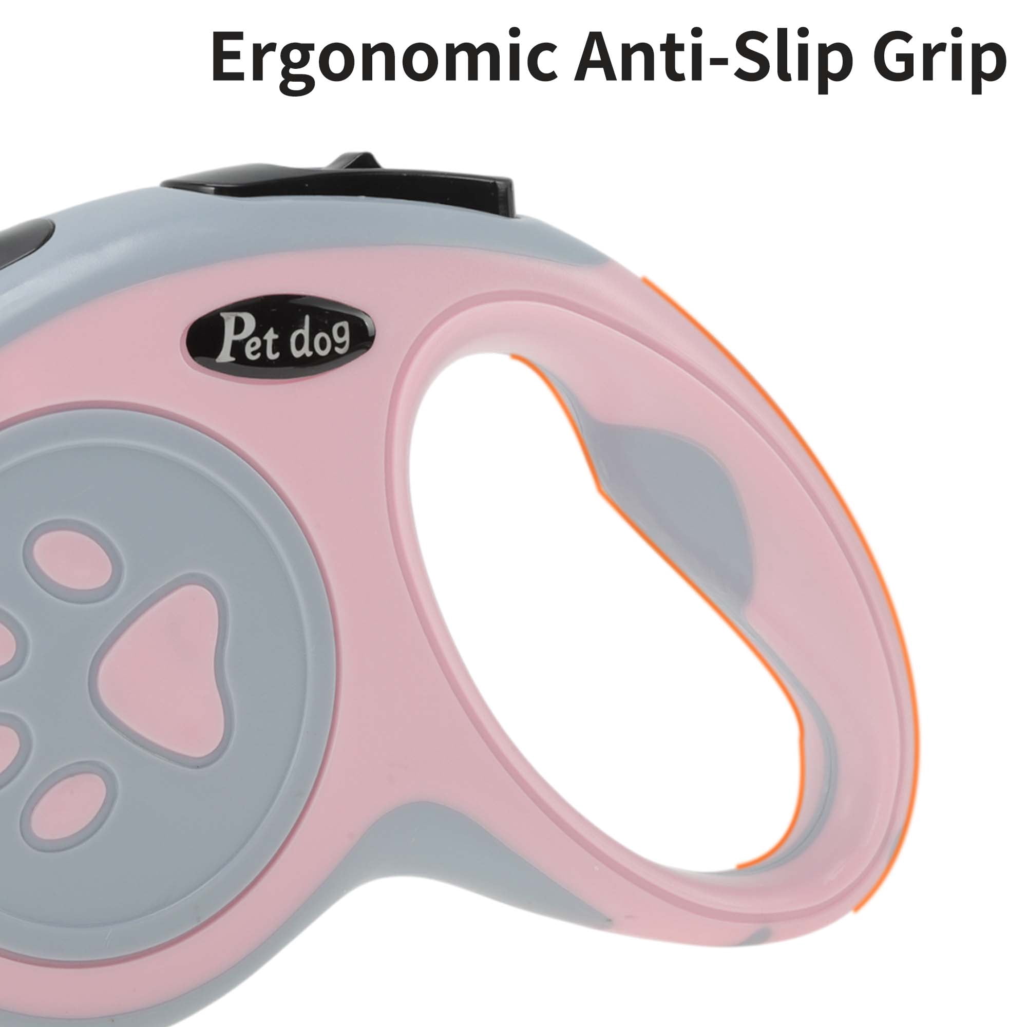 Unique Bargains Retractable Pet Leash with Ergonomic Handle Pink 3 Meter