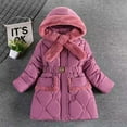 thumbnail image 2 of Coats for Girls 12-14 Kids Toddler Baby Unisex Patchwork Spring Winter Cute Coat Hooded Padded Jacket Outwear Clothes,Z1-Purple,6-7 Years, 2 of 4