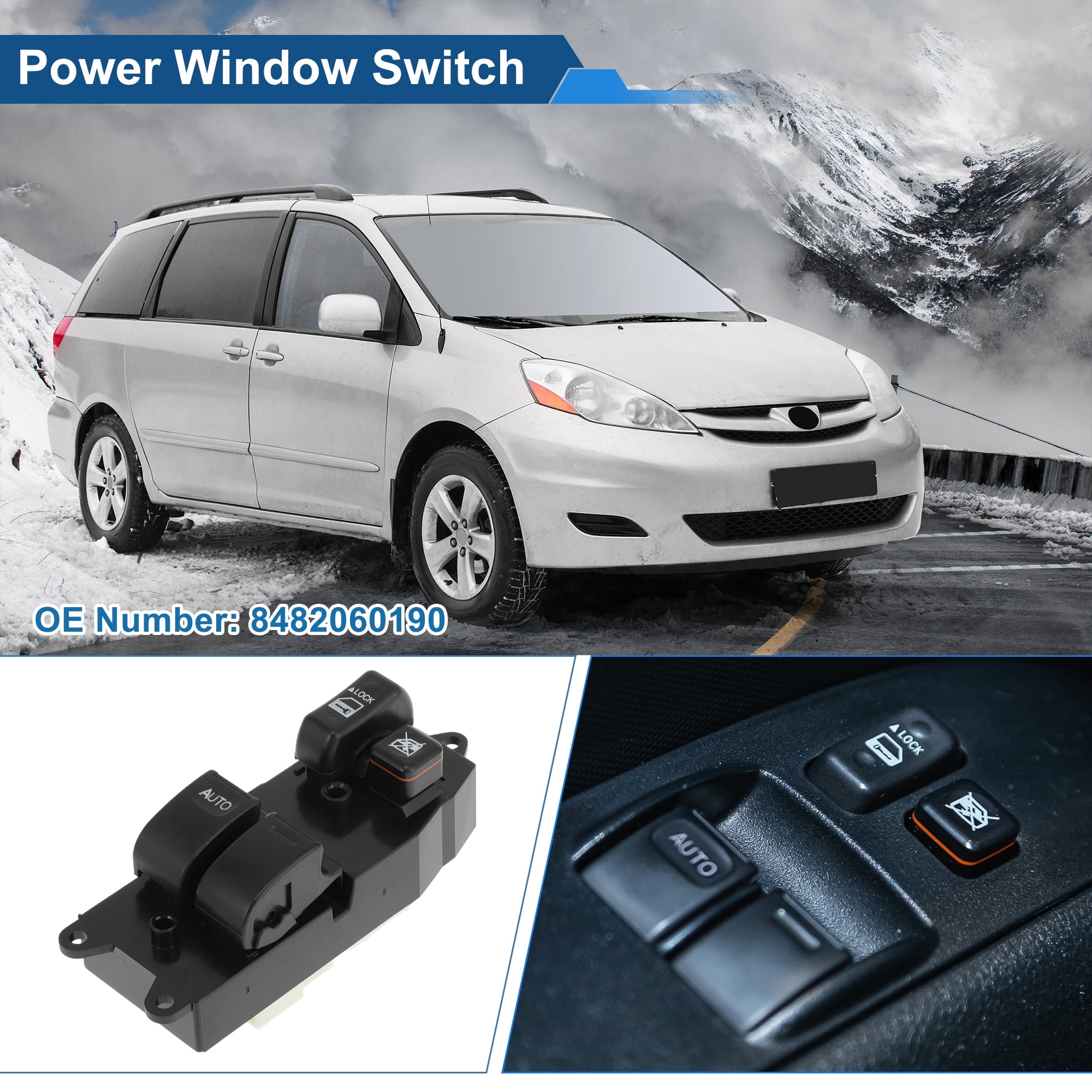 Unique Bargains Power Window Switch for Toyota Tundra 2000-2004 No.8482060190 Black